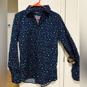 Express Men's Navy Floral Button-Down Shirt
